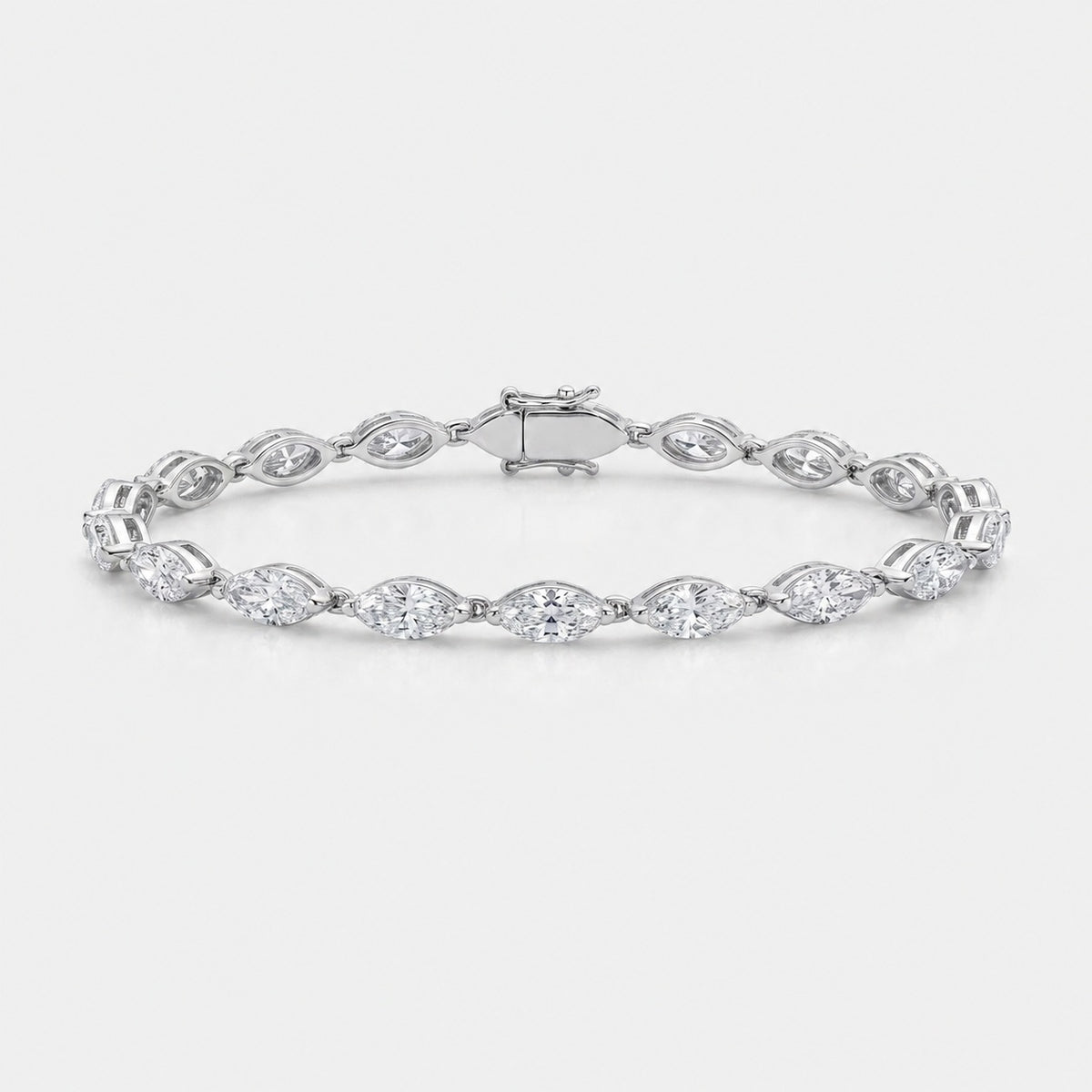 D/VS Lab Grown Marquise Diamond Tennis Bracelet in 9k Gold