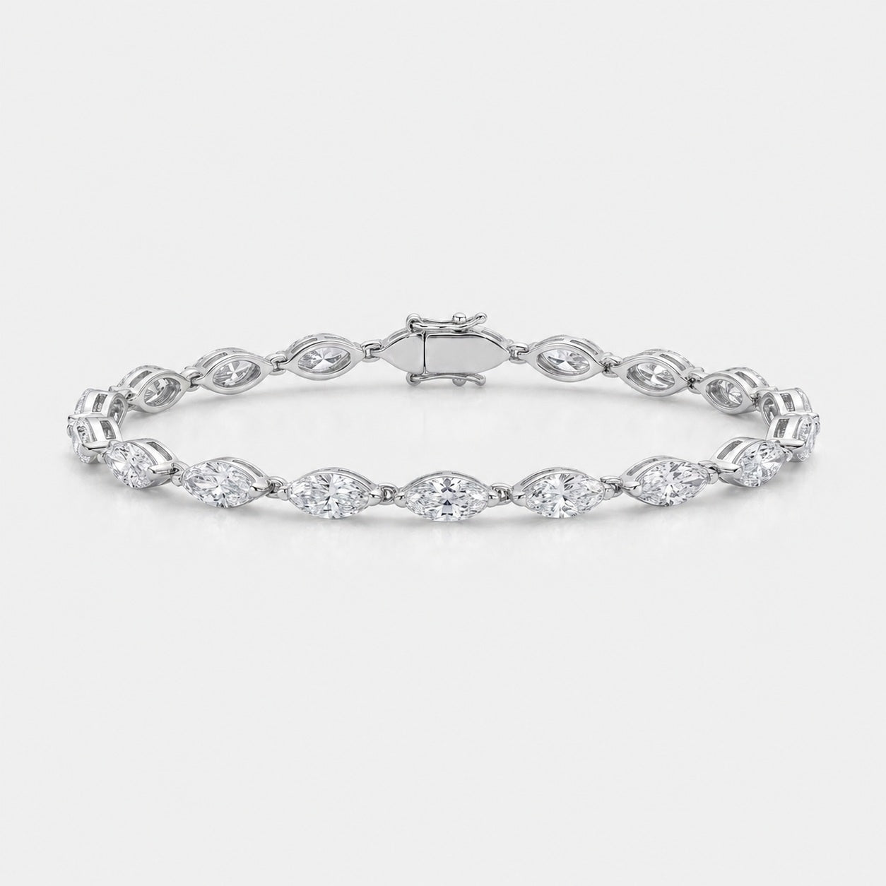 D/VS Lab Grown Marquise Diamond Tennis Bracelet in 9k Gold