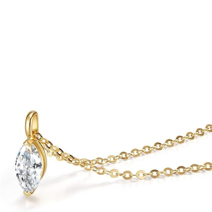 GIA Certified Marquise Natural Diamond Solitaire Pendant in Gold (0.30–1.00CT)