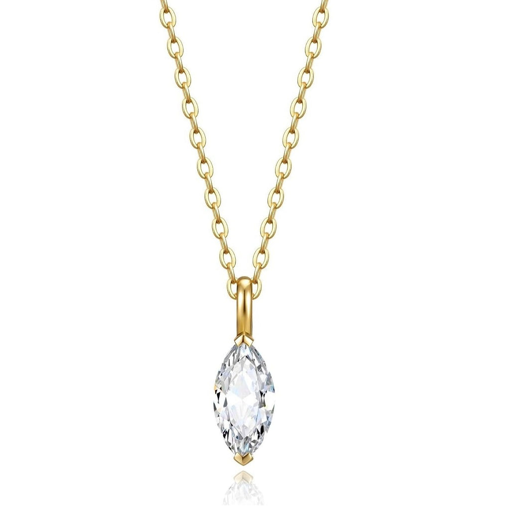 GIA Certified Marquise Natural Diamond Solitaire Pendant in Gold (0.30–1.00CT)