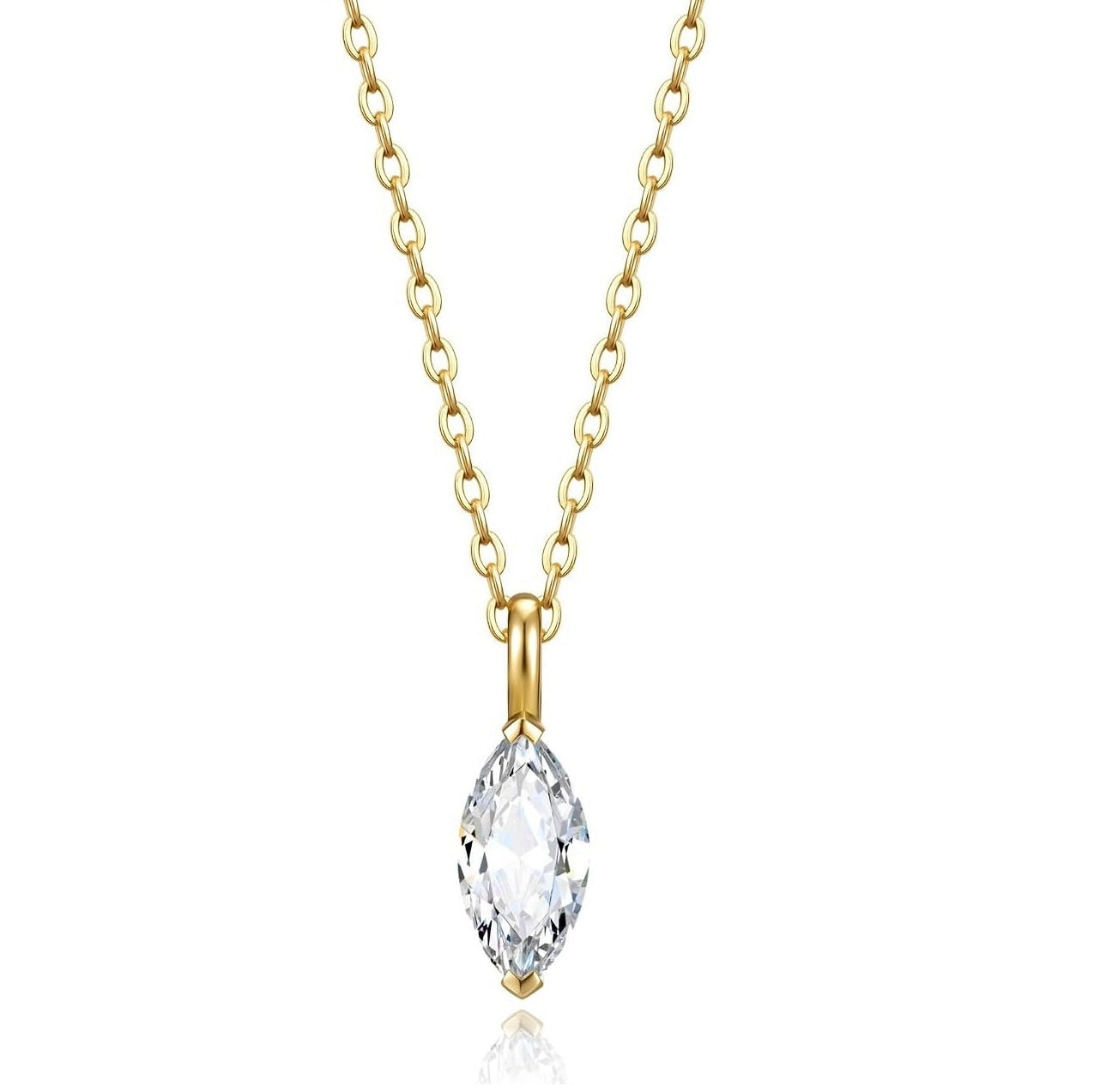 GIA Certified Marquise Natural Diamond Solitaire Pendant in Gold (0.30–1.00CT)
