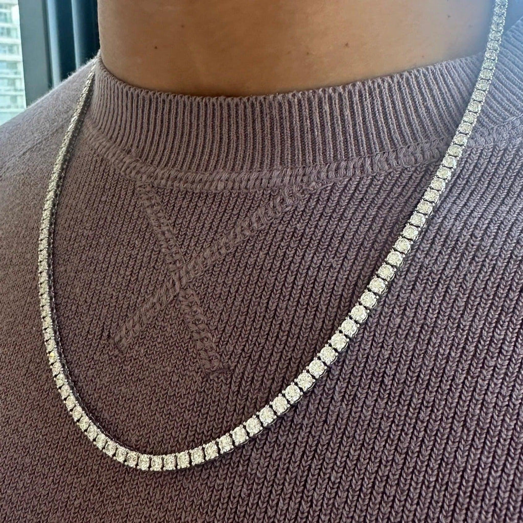Lab Diamond Men's Tennis Necklace 18.00ct-25ct D/VS Quality in 9K Gold