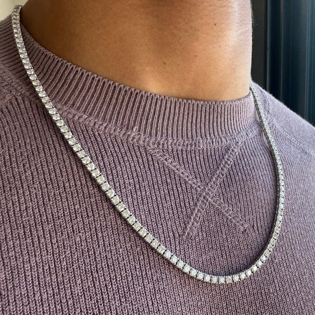 Lab Diamond Men's Tennis Necklace 18.00ct-25ct D/VS Quality in 9K Gold