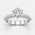 IGI Certified Lab Grown Round Brilliant Cut Diamond Solitaire Engagement Ring with Multi-Row Pavé Band in Gold & Platinum - 1-5ct