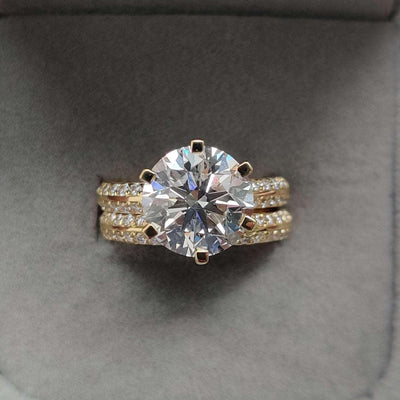 6.00Ct Round Diamond Bridal Set Engagement Ring in Platinum / 18k Gold