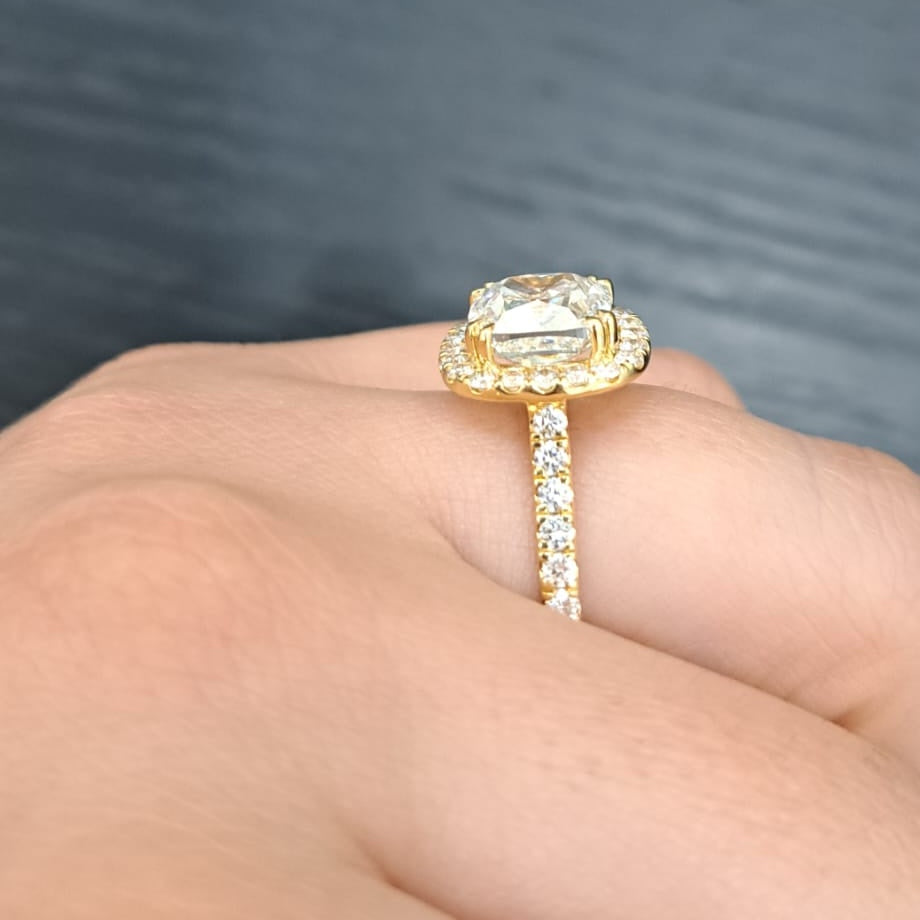 Clearance 3.62Ct IGI Certified Cushion Diamond Halo Engagement Ring In 18k Yellow Gold