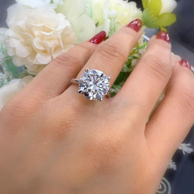 Certified 9.01CT Lab Grown Round Diamond Solitaire Engagement Ring in Platinum