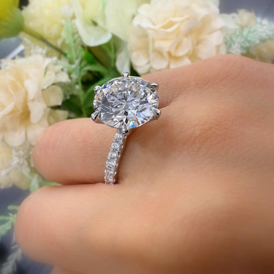 Certified Lab Round Diamond Engagement Ring with Side Stones in Platinum 8.00Ct F/VS