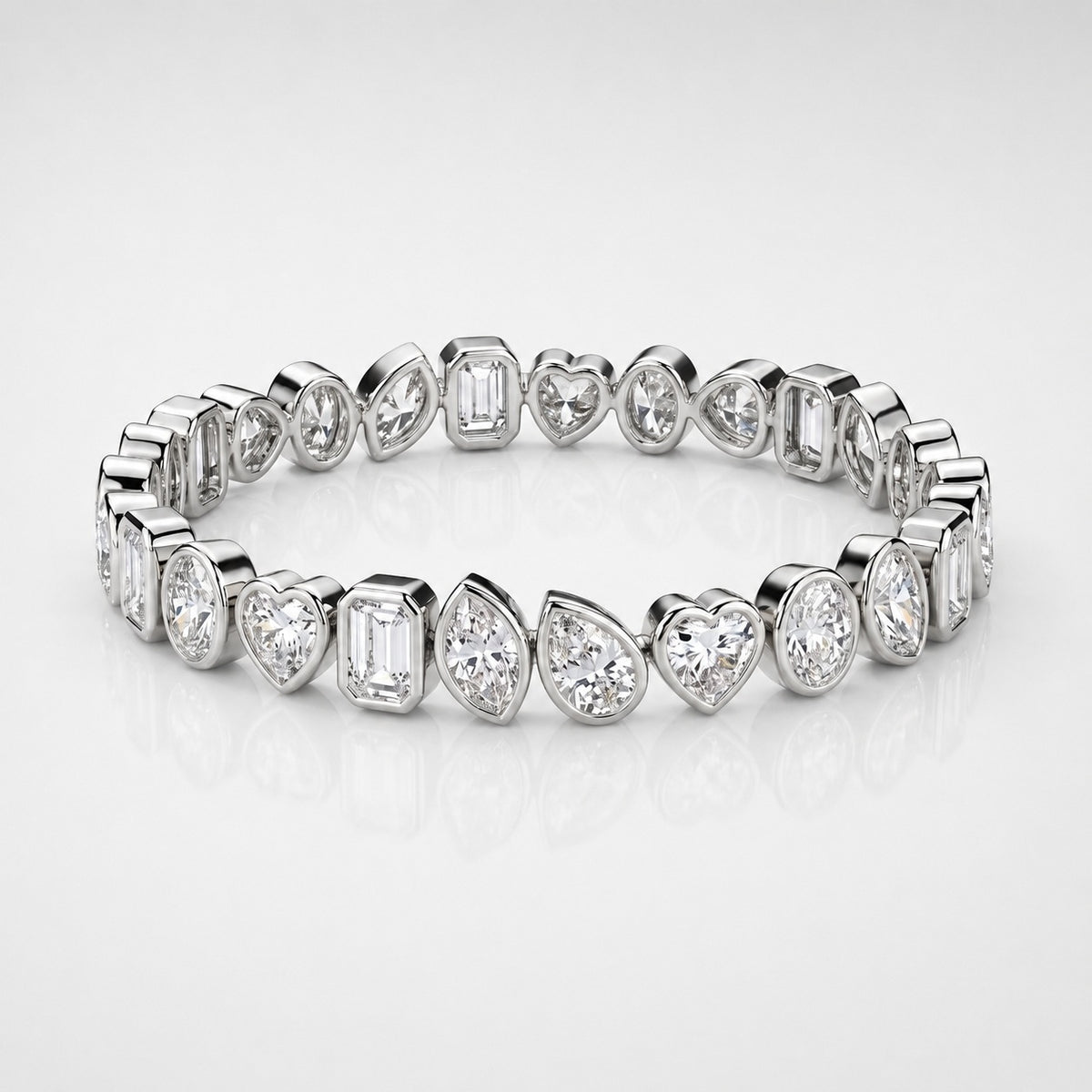 10.00 Carat D/VS Lab Grown Mixed Shape Diamond Tennis Bracelet