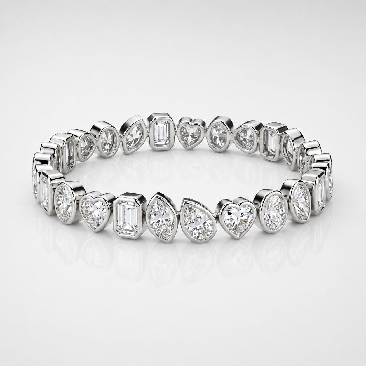 10.00 Carat D/VS Lab Grown Mixed Shape Diamond Tennis Bracelet