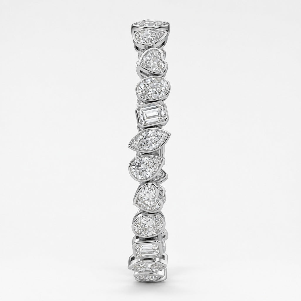 10.00ct Round Diamond Tennis Bracelet - Gold (Angle View 3)