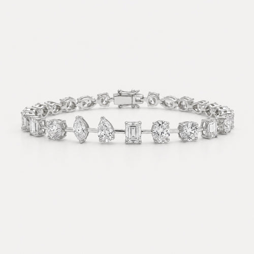 11.15ct Round Diamond Tennis Bracelet - 9k White Gold