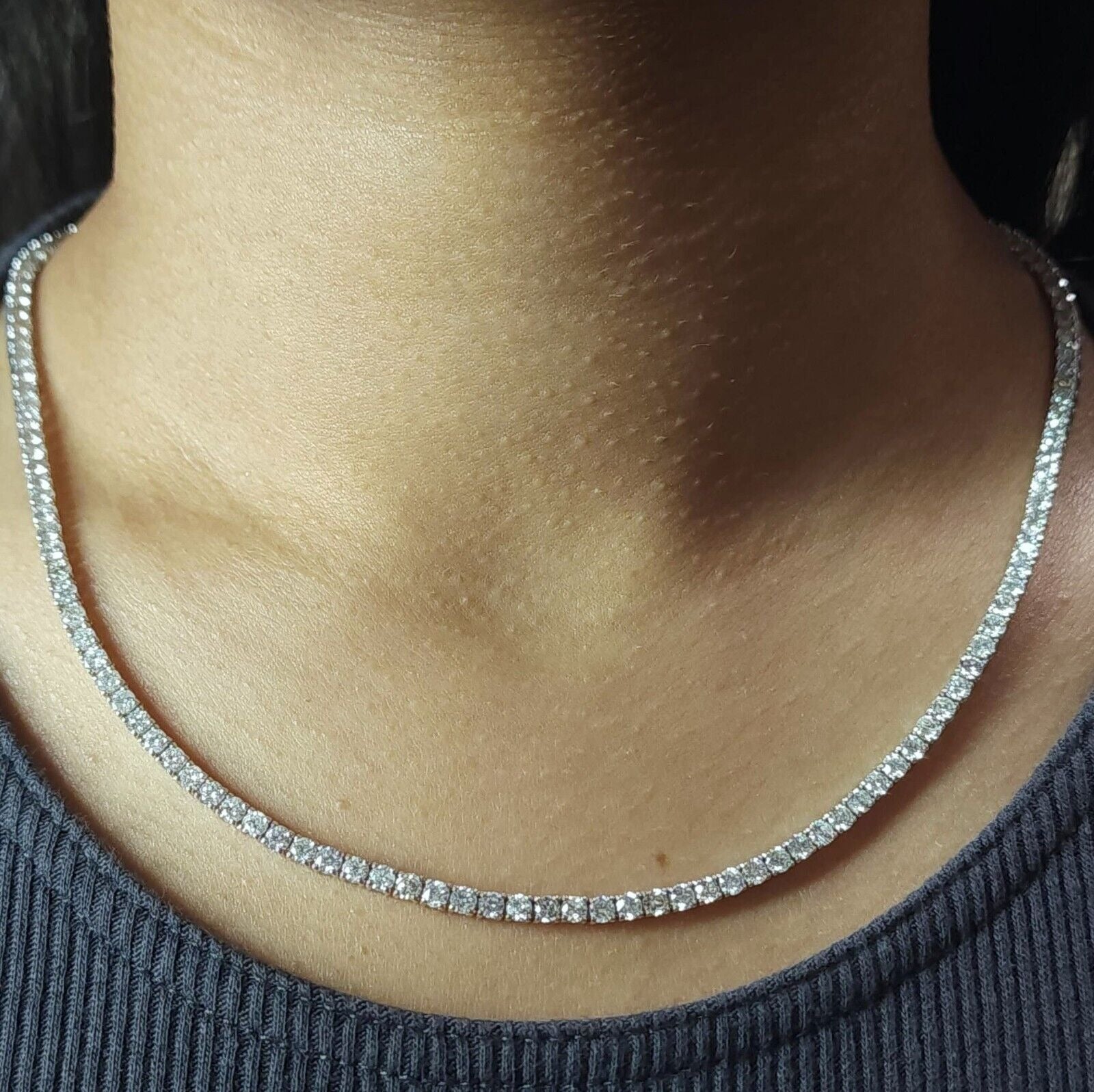 Clearance ! 14.50ct D/VVS Lab Diamond Tennis Necklace in 9K White Gold