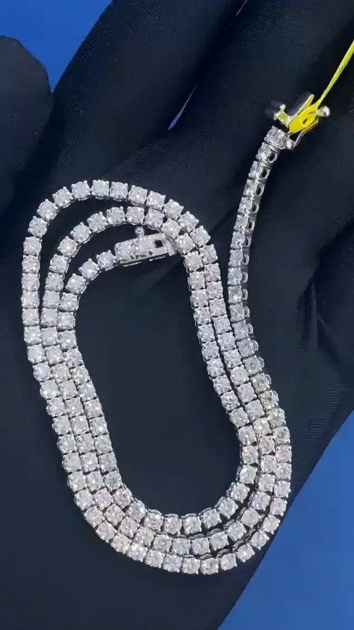 12Ct Round Lab Diamond Tennis Necklace in 9K Gold - D/VVS