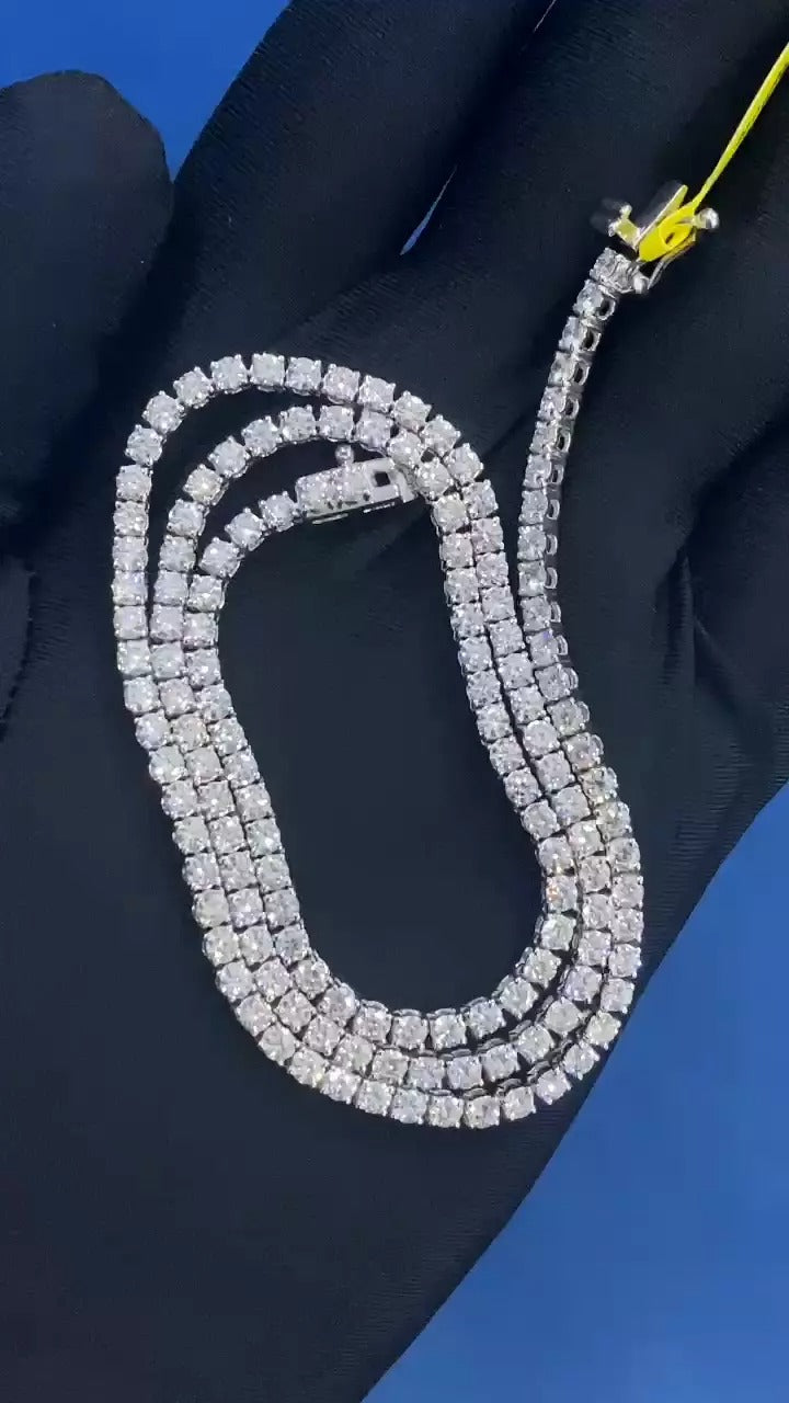 D/VVS 12.00Ct Lab Grown Round Diamond Tennis Necklace in Hallmarked 9k Gold