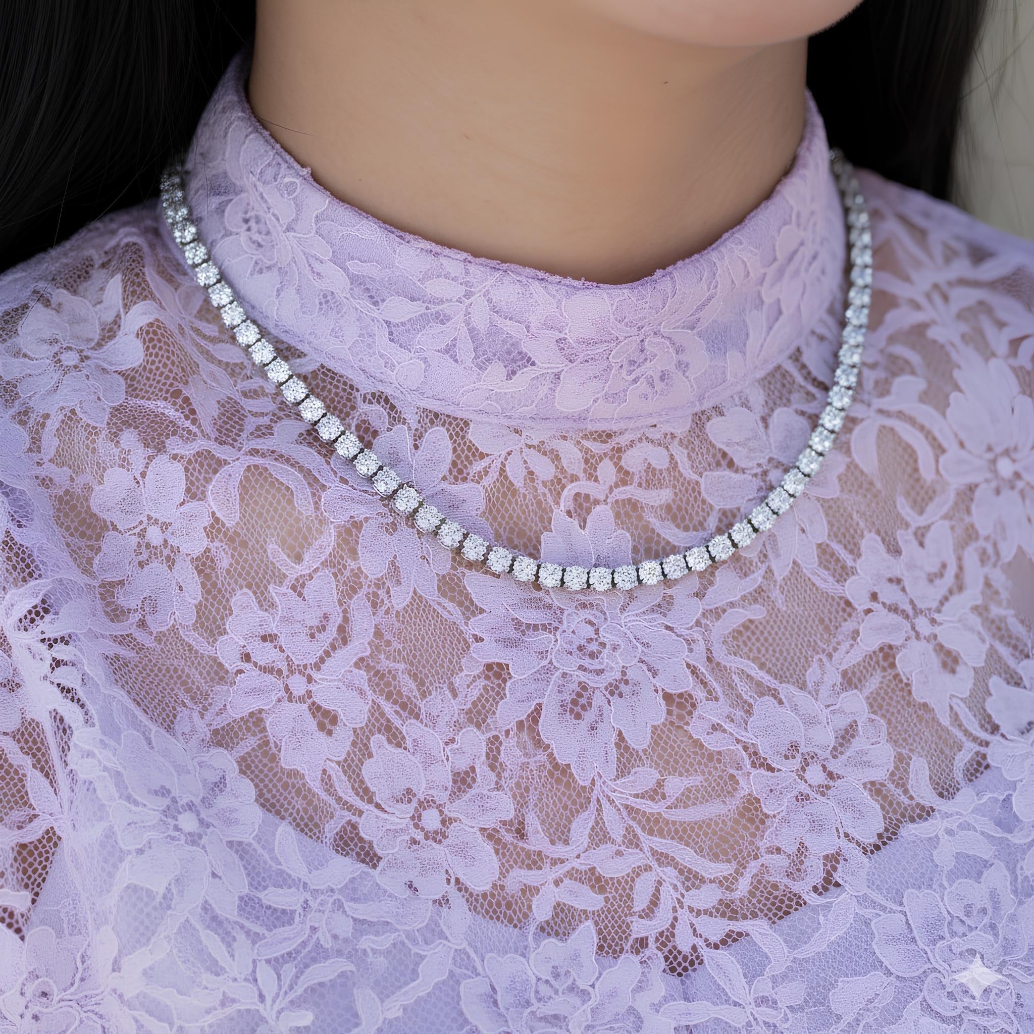 Lab Diamond Tennis Necklace 22.00ct D/VVS Quality in 9K Gold