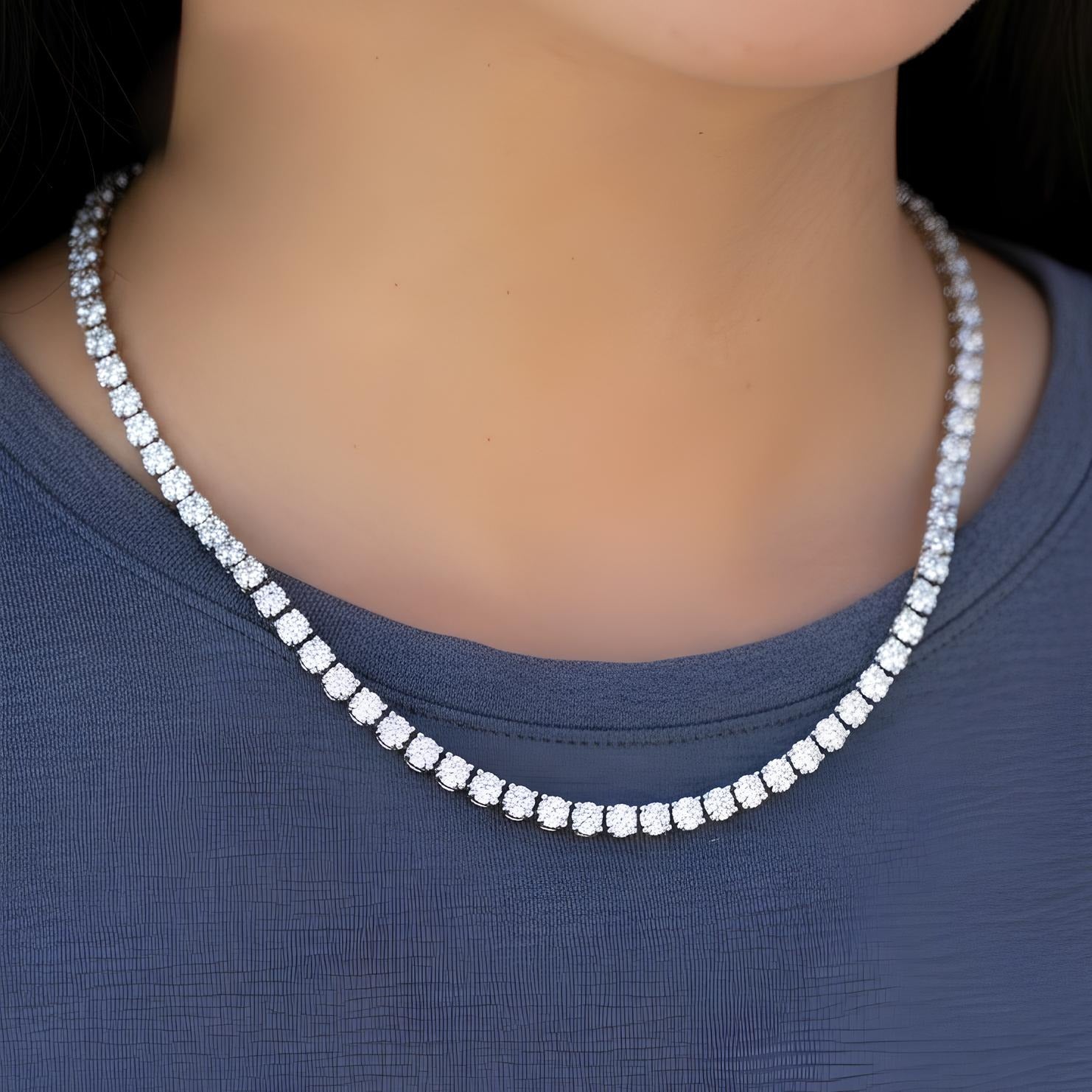 Lab Diamond Tennis Necklace 22.00ct D/VVS Quality in 9K Gold