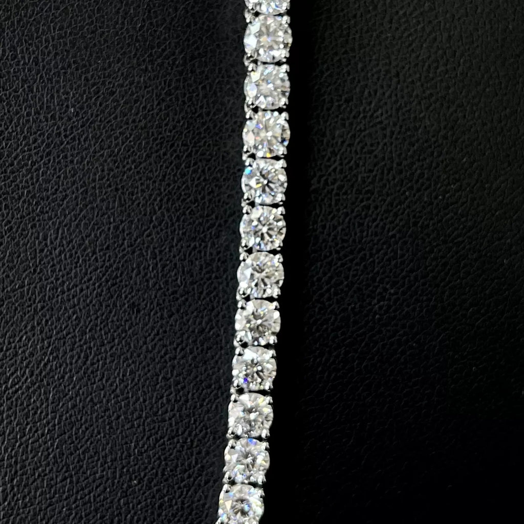 Luxury Gift ! D/VS 35.00Ct Lab Grown Round Diamond Tennis Necklace in Hallmarked 9k Gold