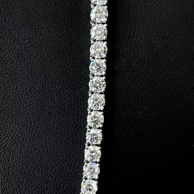 Last Piece D/VS 30.00Ct Round Diamond Straight Line Tennis Necklace in Hallmarked 9k Gold 33 grams