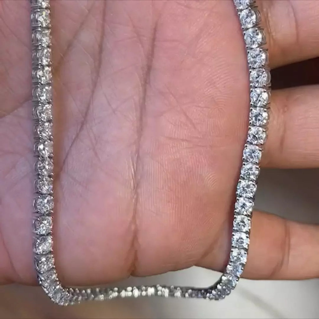 Luxury Gift ! D/VS 35.00Ct Lab Grown Round Diamond Tennis Necklace in Hallmarked 9k Gold