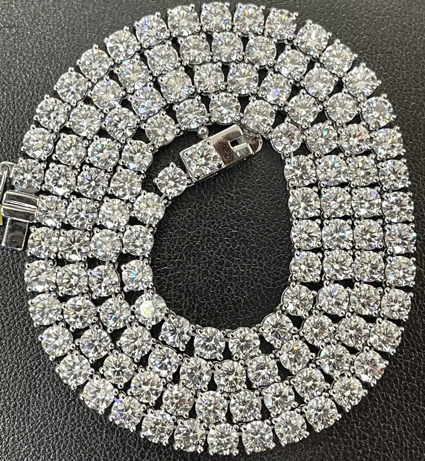 D/VS 55.00Ct Lab Round Diamond Tennis Necklace in UK Hallmarked Gold - 22inches