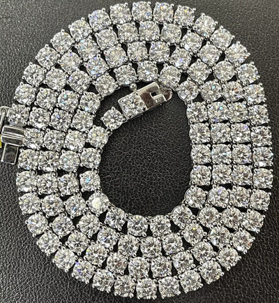 Last Piece D/VS 35.00Ct Lab Grown Round Diamond Tennis Necklace in Hallmarked 9k Gold