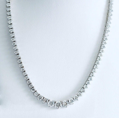 10ct - 25ct D/VS Lab Diamond Graduated 3 Prong Necklace in Hallmarked Gold / Platinum