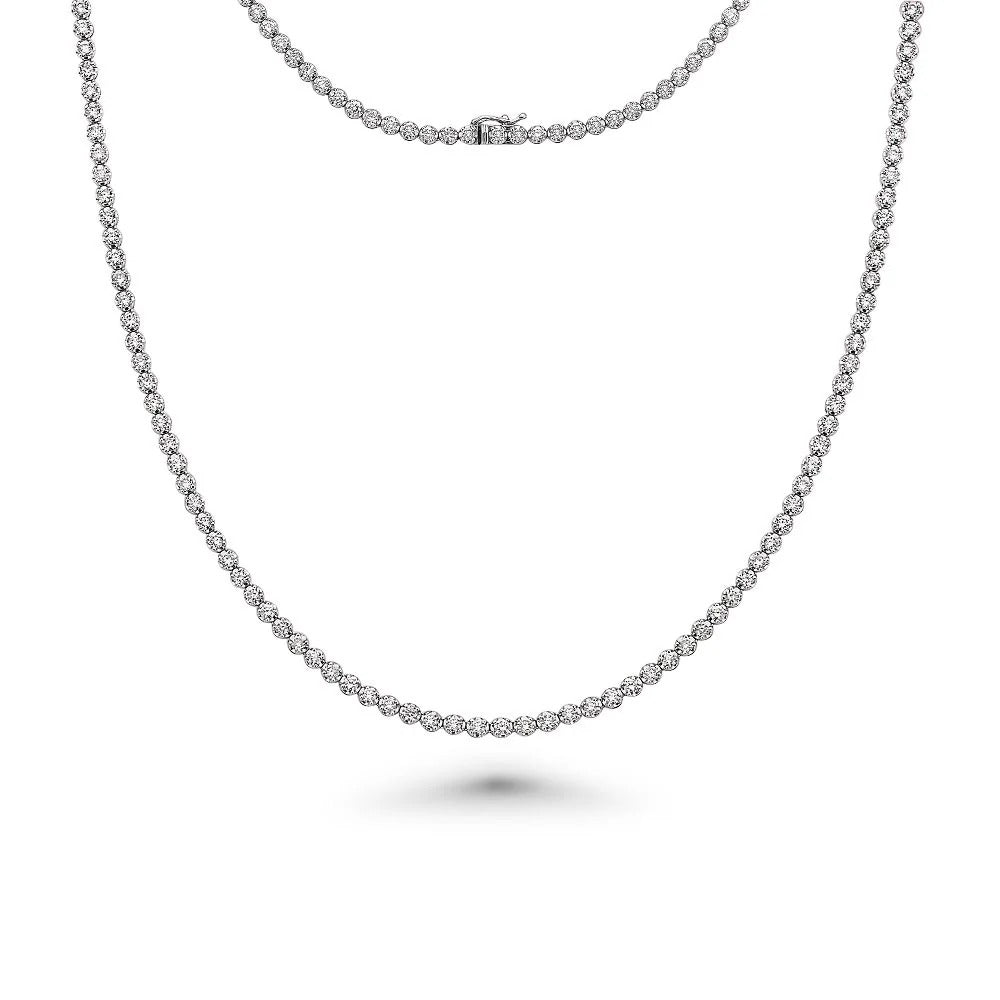 Last Piece ! Top Quality D/vVS 5.50Ct Round Diamond Tennis Necklace in White Gold 17inches