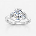 IGI Certified Oval-Cut & Round Diamond Claw and Bezel Set Engagement Ring in Platinum & Gold