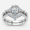 IGI Certified Oval Cut & Marquise Diamond Engagement Ring with Matching Pavé Designer Wedding Band in Platinum & Gold