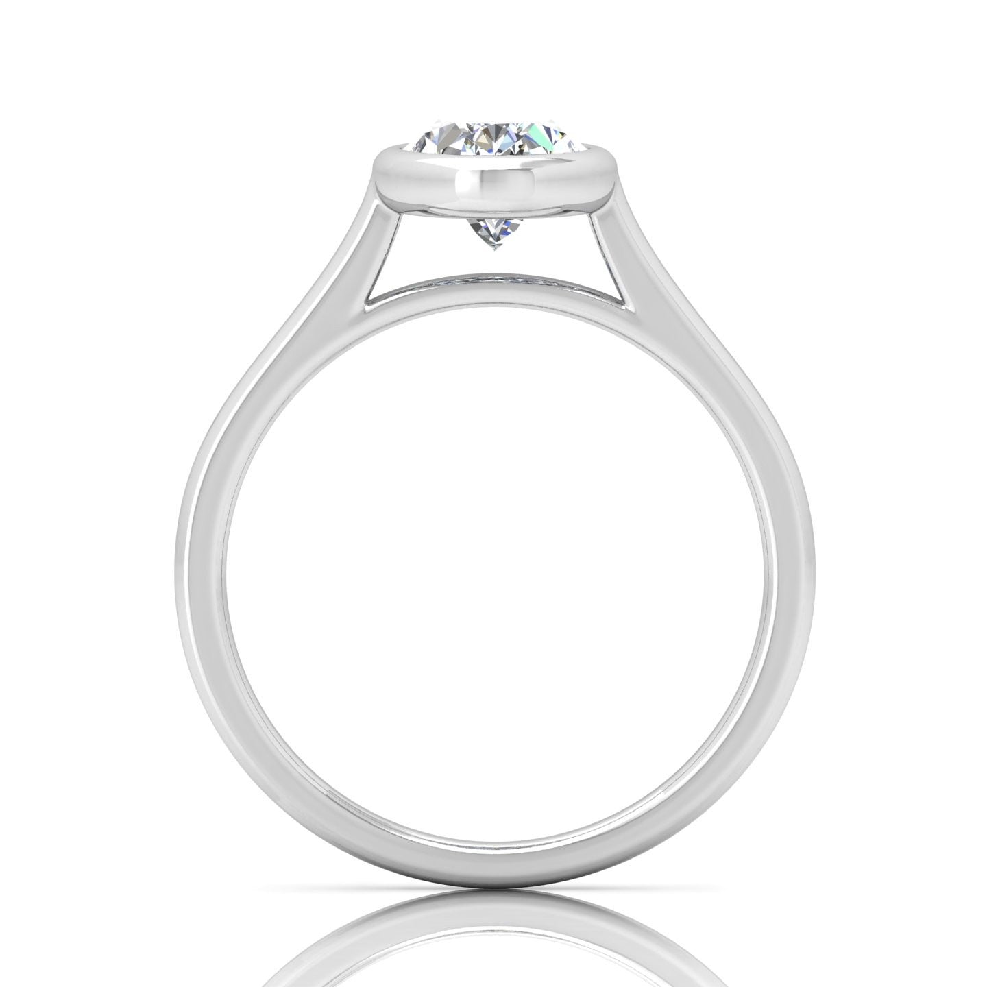18k Yellow Gold All Shape Comfort Fit Bezel Set Solitaire Engagement Ring