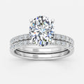 IGI Certified Oval Cut Solitaire Engagement Ring with a Matching Pavé Wedding Band Bridal Set in Platinum & Gold