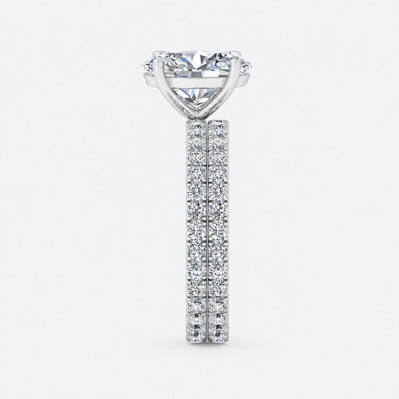 IGI Certified Oval Cut Solitaire Engagement Ring with a Matching Pavé Wedding Band Bridal Set in Platinum & Gold