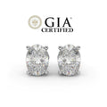 GIA Certified 2.00Ct Oval Diamonds Stud Earring In Platinum