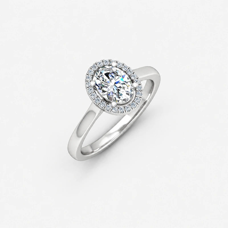 IGI Certified Oval Cut Diamond Halo Set Engagement Ring in Platinum & Gold