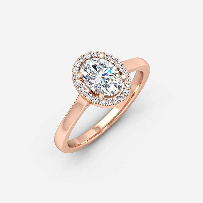 IGI Certified Oval Cut Diamond Halo Set Engagement Ring in Platinum & Gold