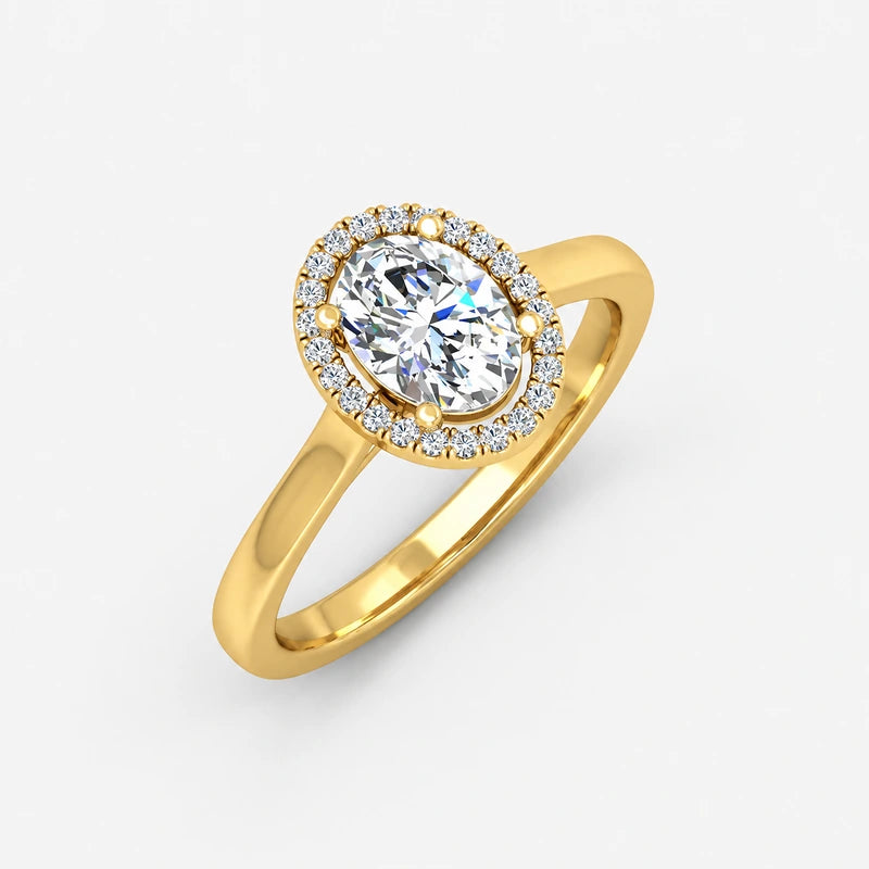 IGI Certified Oval Cut Diamond Halo Set Engagement Ring in Platinum & Gold