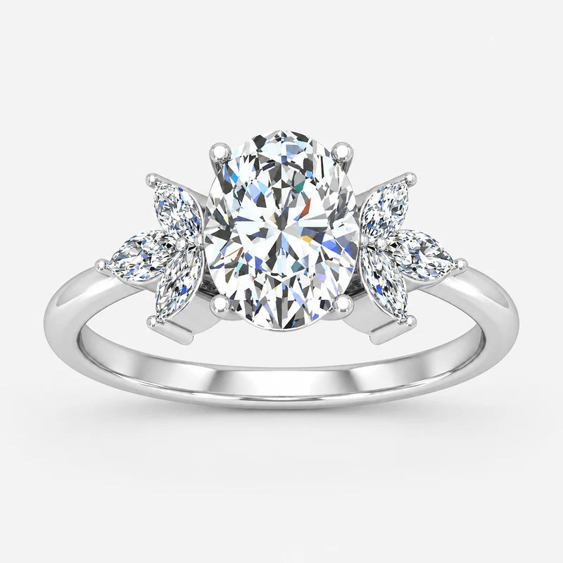 IGI Certified Oval-Cut & Marquise Diamond Engagement Ring in Platinum & Gold