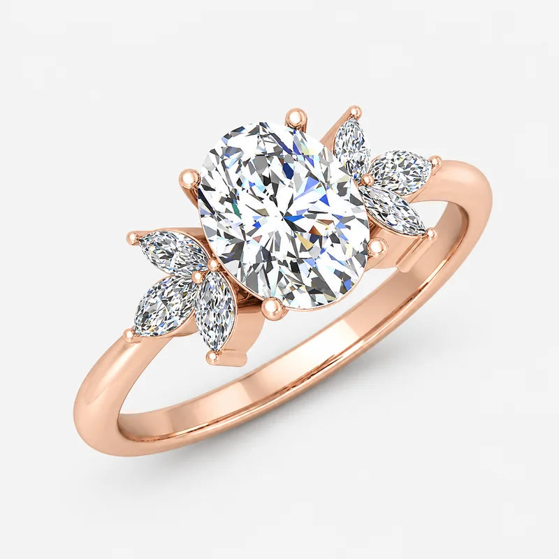 IGI Certified Oval-Cut & Marquise Diamond Engagement Ring in Platinum & Gold