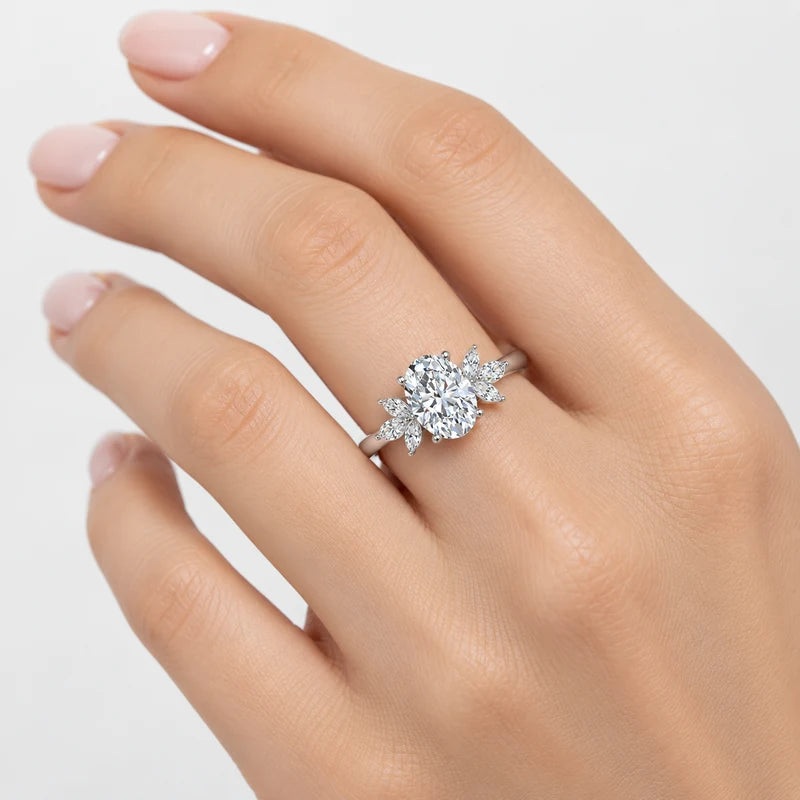 IGI Certified Oval-Cut & Marquise Diamond Engagement Ring in Platinum & Gold