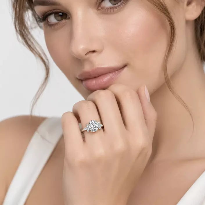 IGI Certified Oval-Cut & Marquise Diamond Engagement Ring in Platinum & Gold