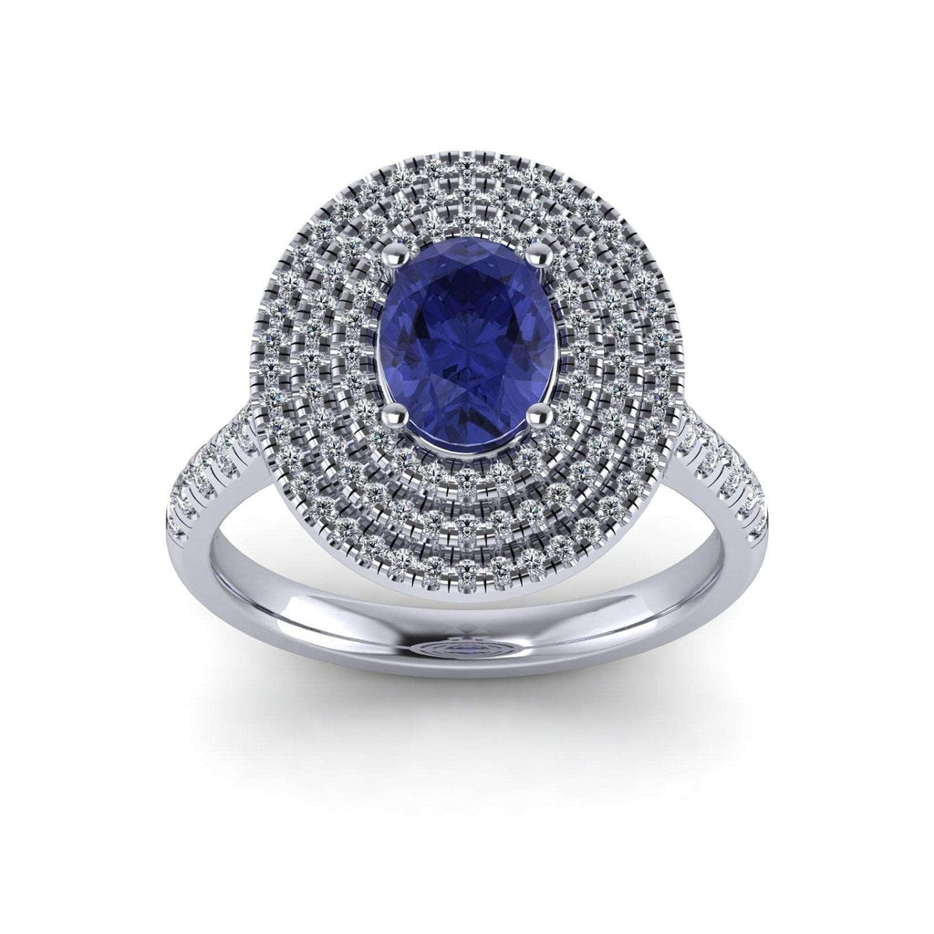 Best Deal..! Triple Halo Tanzanite Oval & Diamonds Engagement Ring - 2.00 Carat
