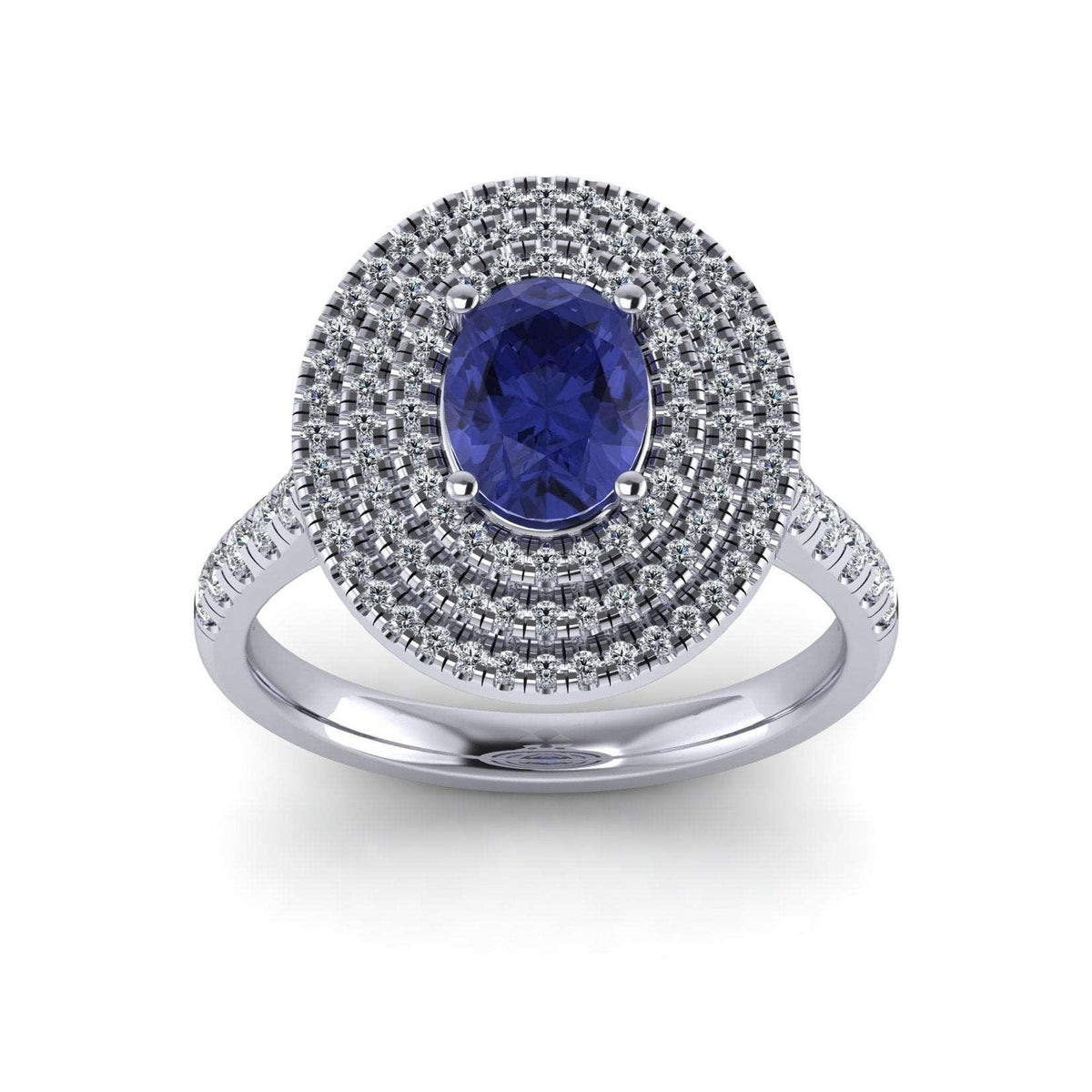 Best Deal..! Triple Halo Tanzanite Oval & Diamonds Engagement Ring - 2.00 Carat