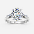 IGI Certified Oval-Cut Diamond Three-Stone Engagement Ring with Tapered Baguettes in Platinum & Gold