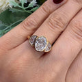 IGI 3.00ct D/VS Oval & Half Moon Lab Diamond Three-Stone Ring In 18k Yellow Gold