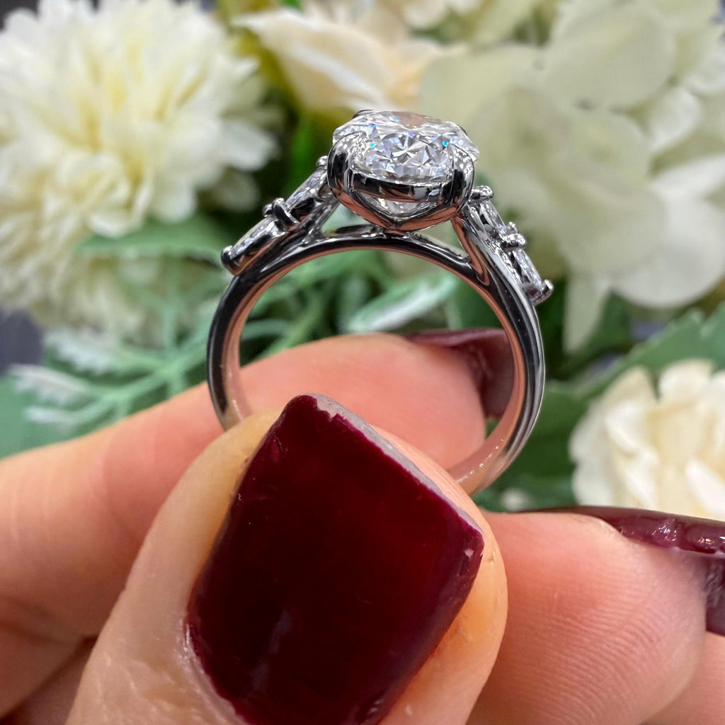 IGI 2.00ct D/VVS Oval & Side Lab Diamond Engagement Ring In Platinum