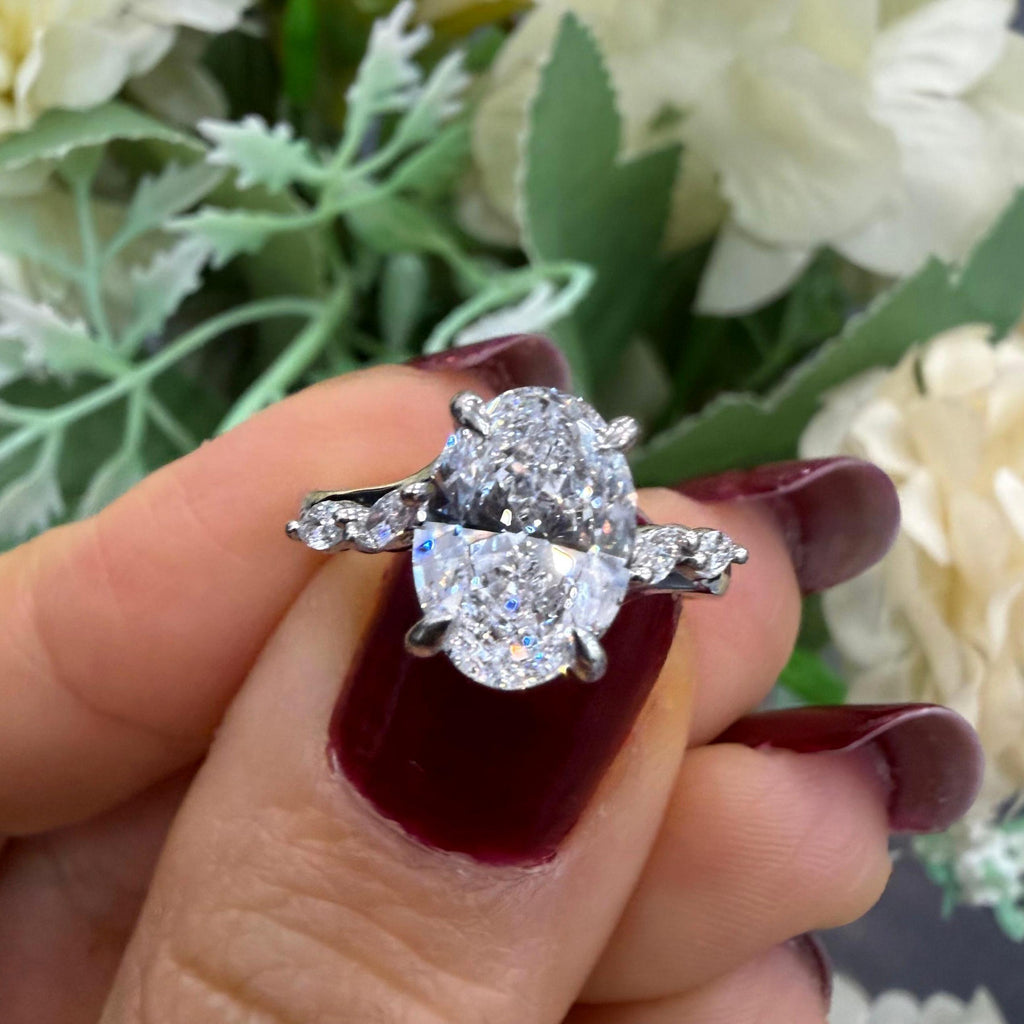 IGI 2.00ct D/VVS Oval & Side Lab Diamond Engagement Ring In Platinum