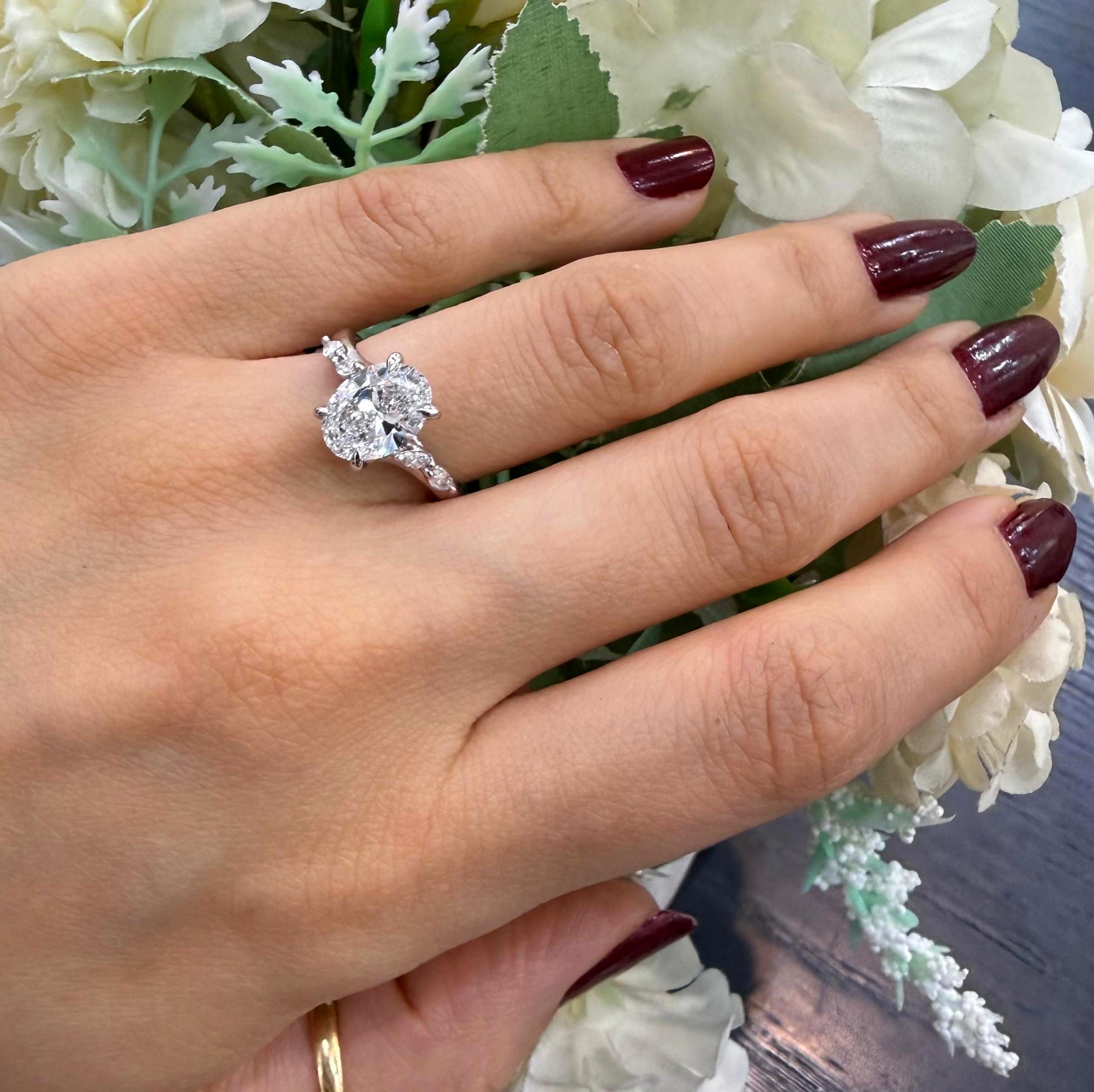 IGI 2.00ct D/VVS Oval & Side Lab Diamond Engagement Ring In Platinum