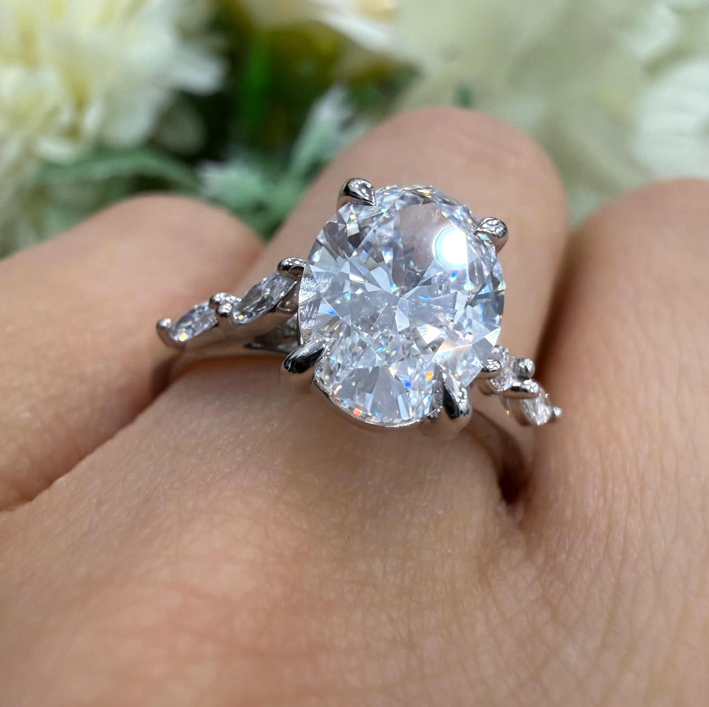 IGI 2.00ct D/VVS Oval & Side Lab Diamond Engagement Ring In Platinum
