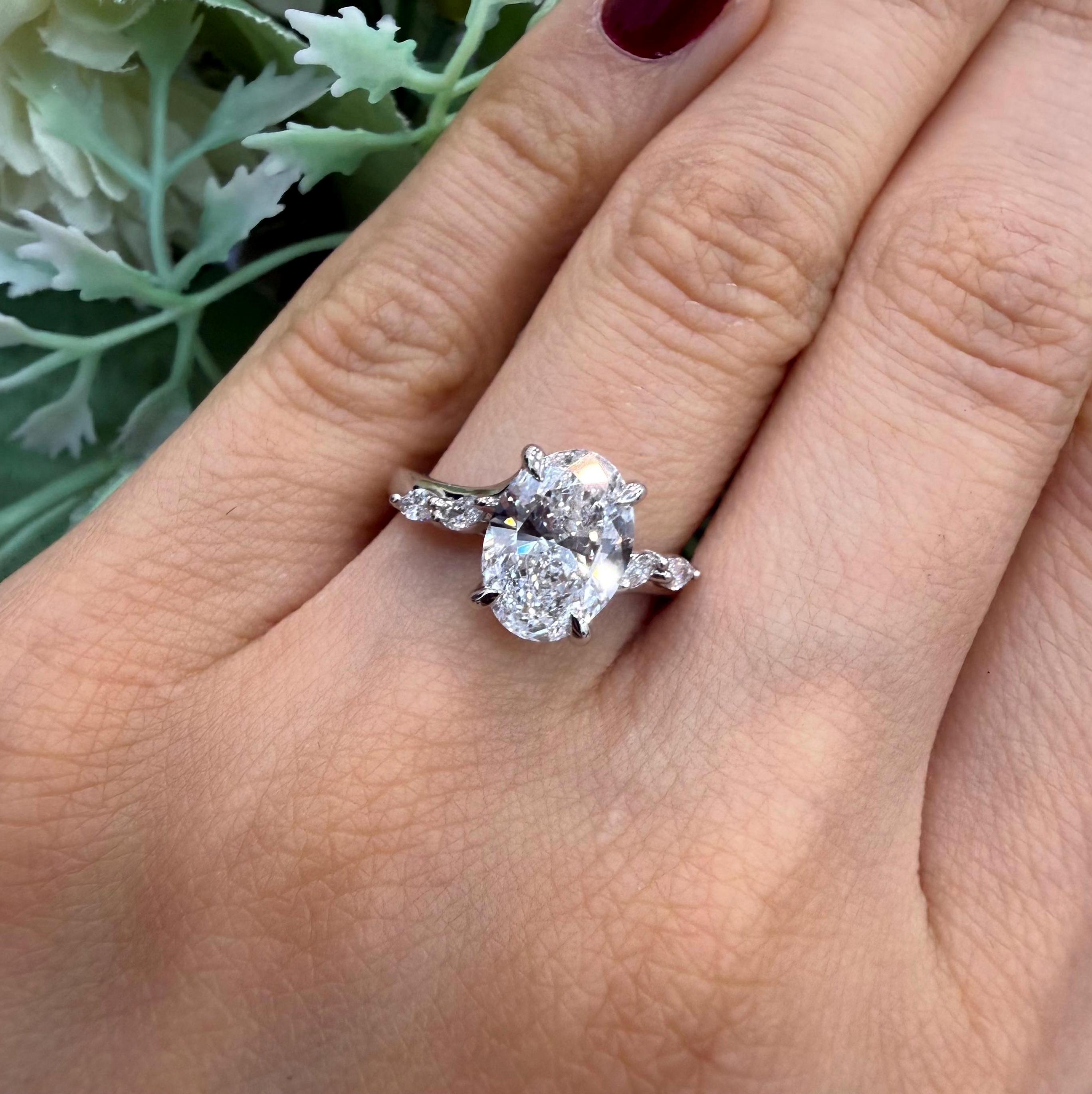 IGI 2.00ct D/VVS Oval & Side Lab Diamond Engagement Ring In Platinum